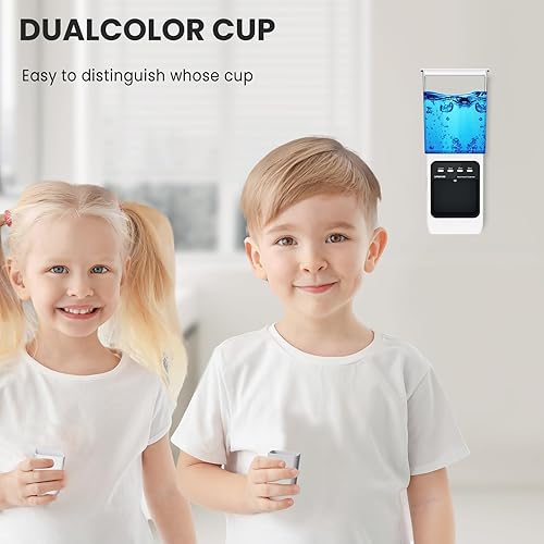 Miniatura 5 de UMICKOO Dispensador de enjuague bucal para baño, 24.6 onzas, dispensador automático de enjuague bucal montado en la pared, recargable con tazas