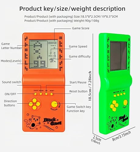 Miniatura 9 de Consola de juegos de bloques clásica retro con varios juegos de nivelvelocidad ajustable, consola portátil de mano, juego de ladrillos, carreras,