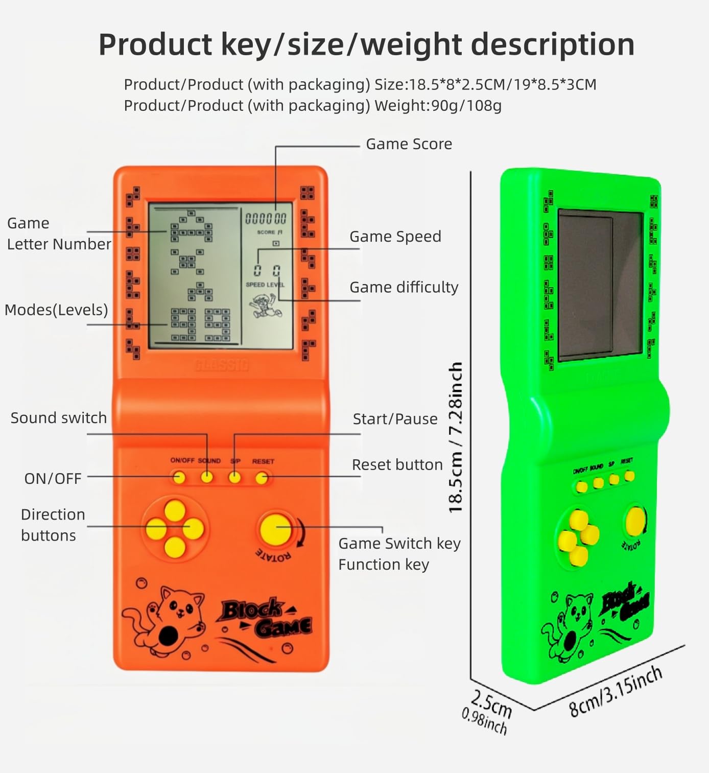 Retro Classic Block Konsola do gier Wiele gier Regulowany poziom/prędkość Ręczna przenośna konsola Brick Game/Racing/Tank Battle Gra logiczna Zabawki elektroniczne Dzieci/przyjaciele (różowy)