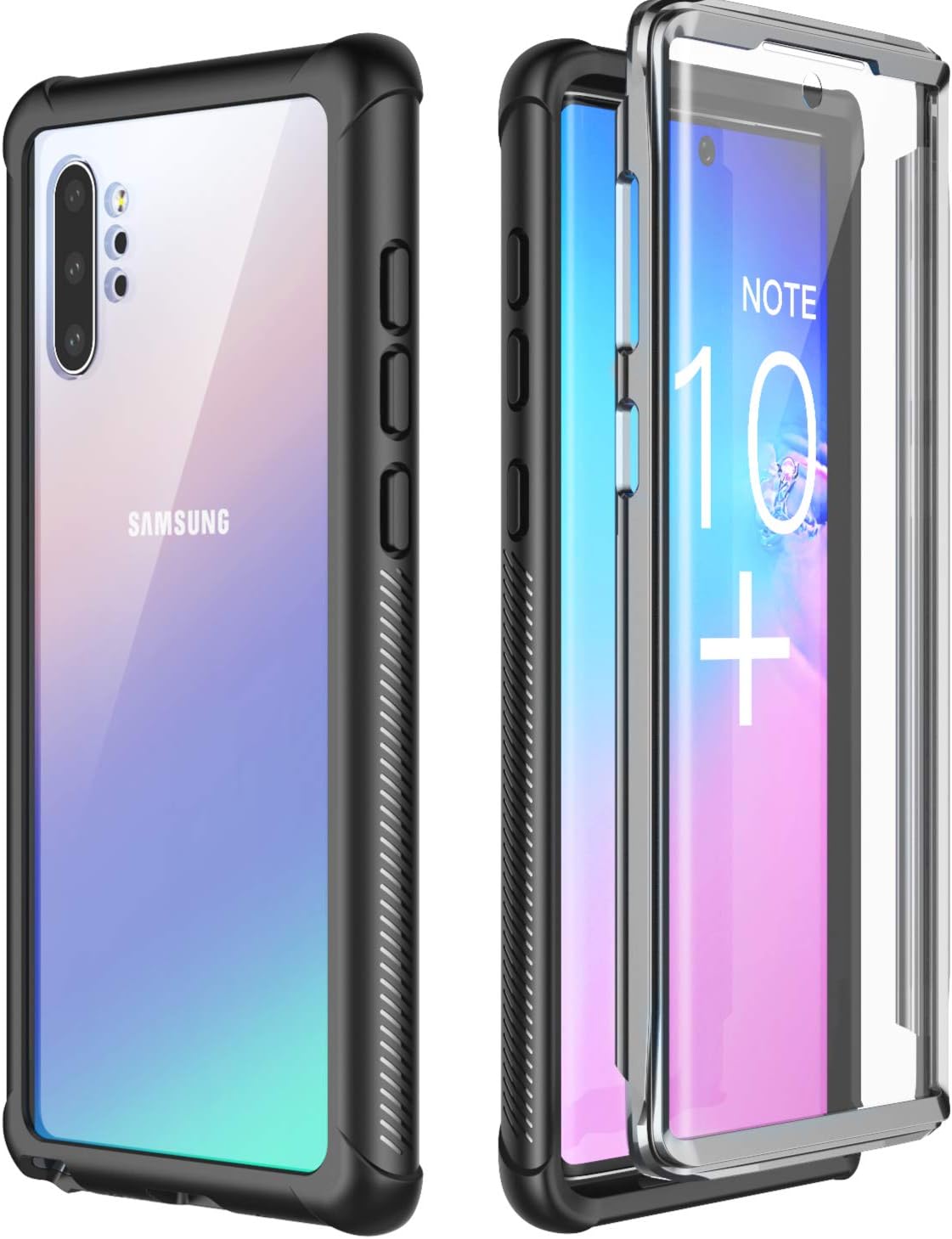 COOFINE Samsung Galaxy Note 10+/Plus/5G Case,Full Body Protection with Built-in Screen Protector【Fingerprint Unlock is Not Supported】 Shockproof Cover for Note 10+/Plus/5G 2019 (Black/Clear)