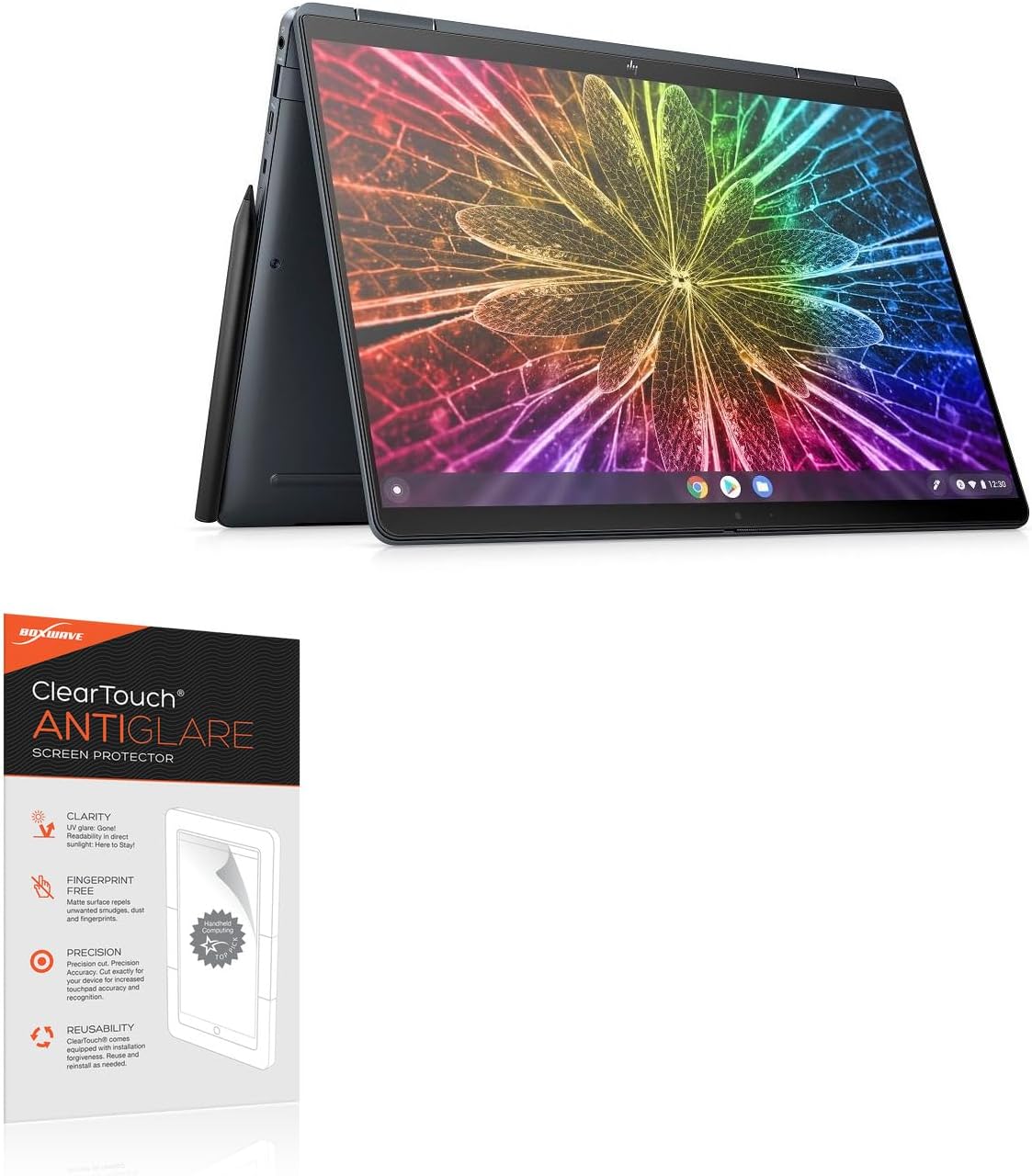 BoxWave Screen Protector Compatible with HP Elite Dragonfly Chromebook Enterprise (13.5 in) - ClearTouch Anti-Glare (2-Pack), Anti-Fingerprint Matte Film Skin