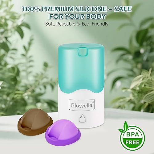 Miniatura 6 de GLOWELLE Juego de discos menstruales y esterilizador, mini limpiador de vaporizador de discotaza con 2 discos menstruales suaves y reutilizables,