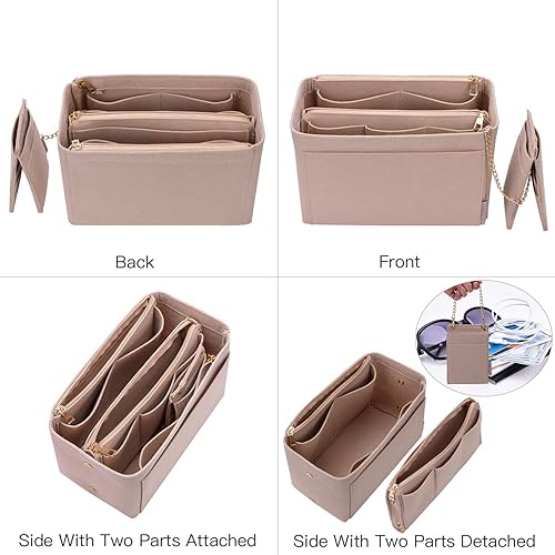 Miniatura 2 de Organizador de monedero, organizador de monedero con 2 cremalleras de metal, organizador de bolsa con bloqueo RFID bolsillo organizador