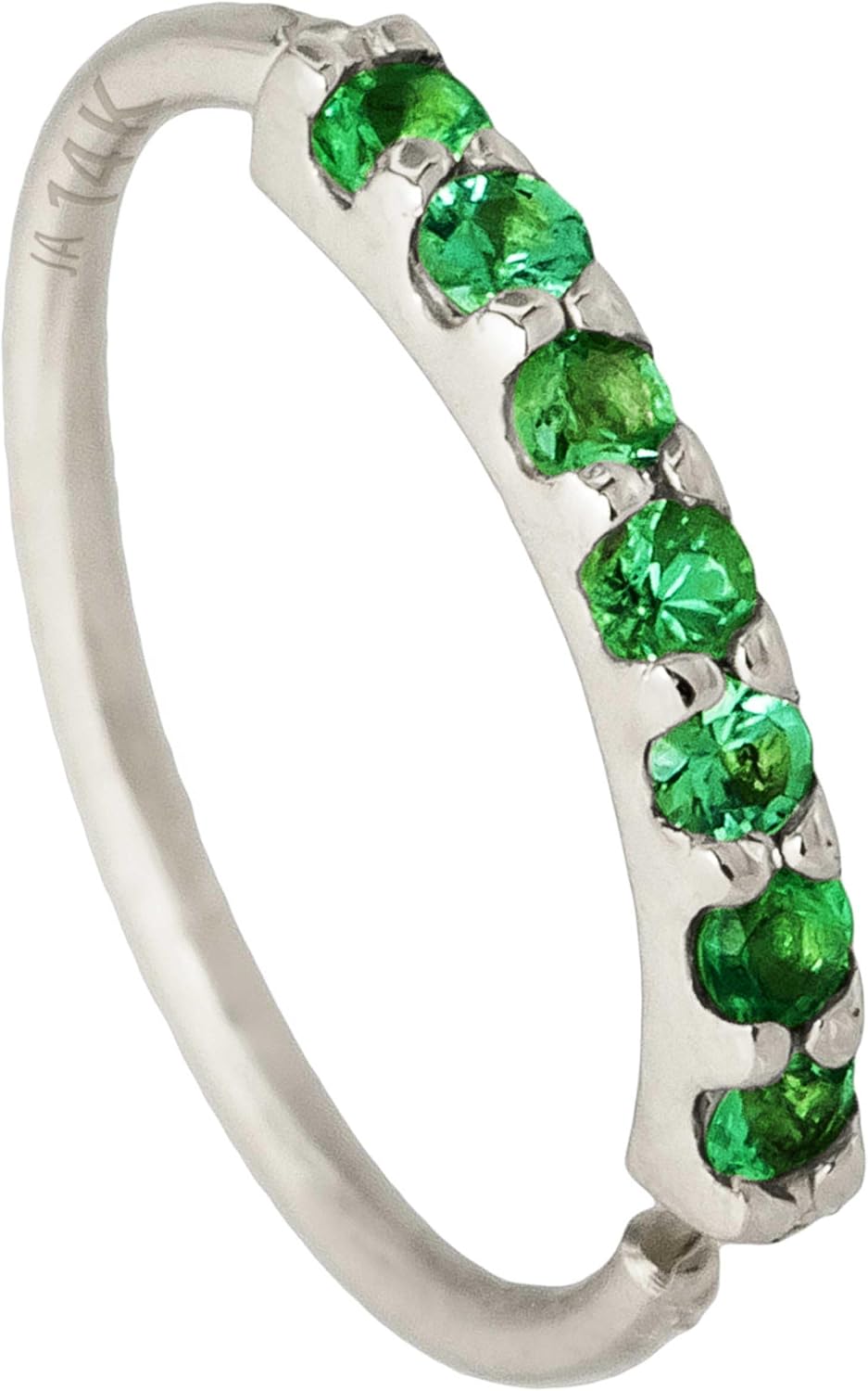 20G 14K Yellow Gold Nose Hoop Ring 7-Stone Emerald Gemstone Nose Ring 8mm Cartilage Hoop Helix Ring Tragus Ring Unisex May Birthstone Nose Ring