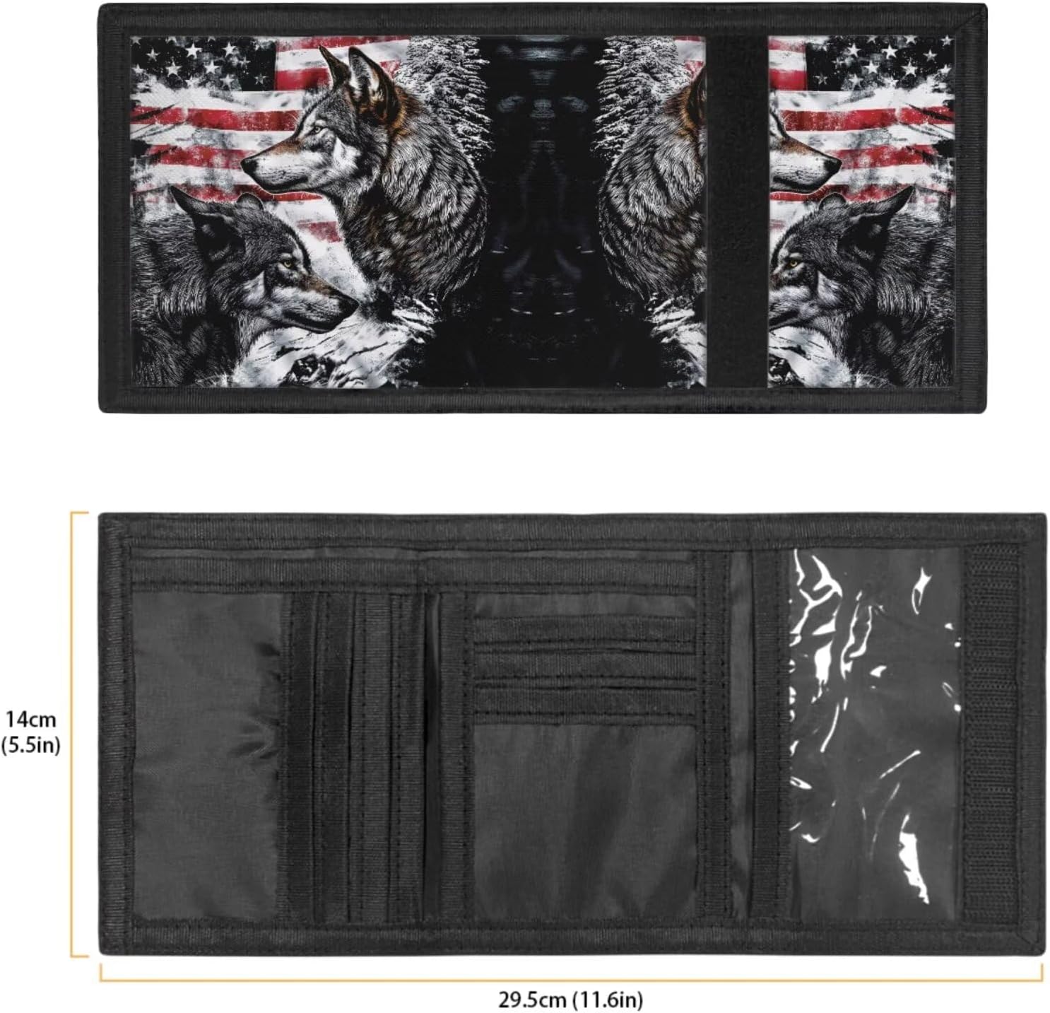 Cozeyat American Flag Kids Wallet for Boys, Wolf RFID Trifold Canvas Outdoor Sports Wallet for Kids,Kids Festivals gifts,Birthday Gifts Wallet - Image 7