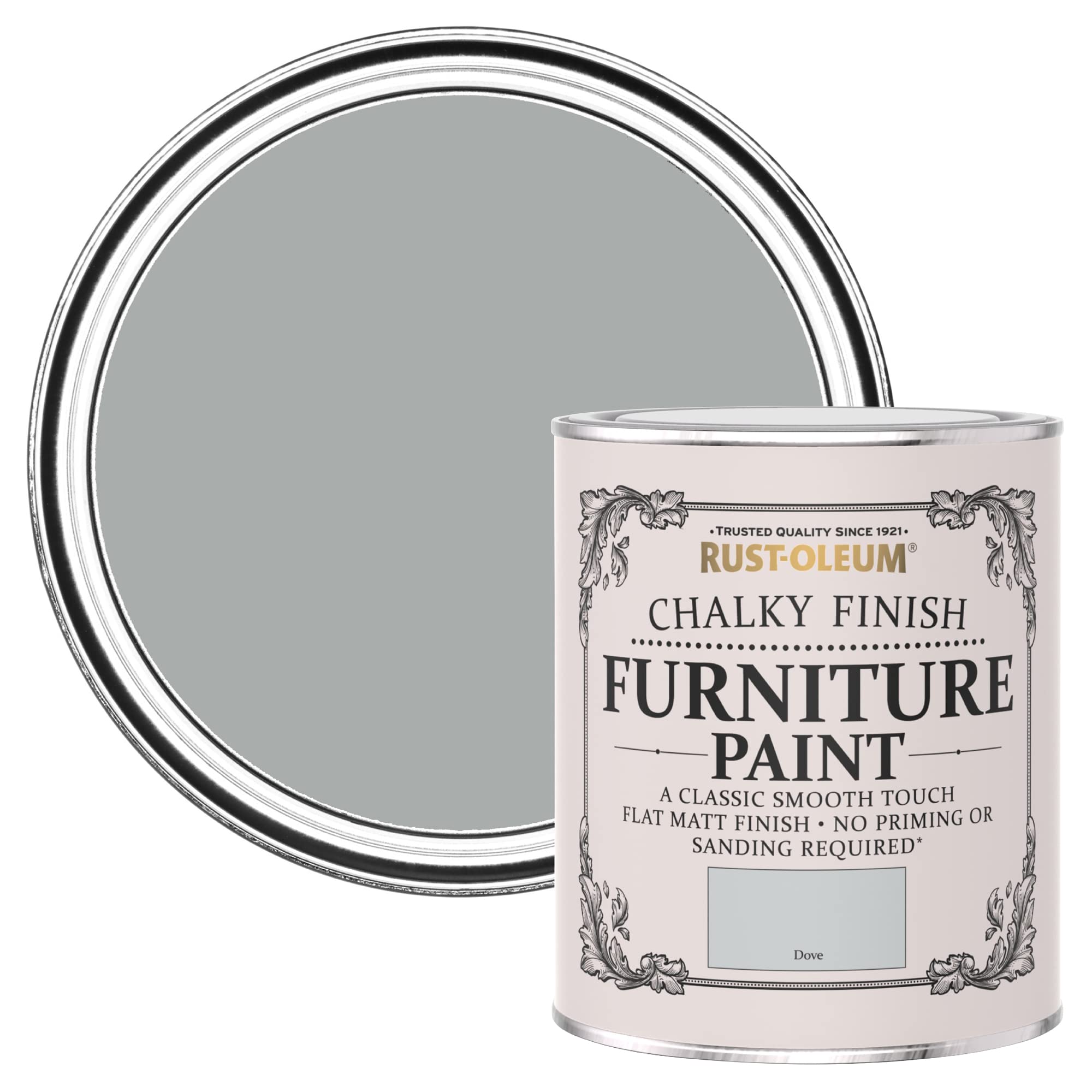 Light Grey Upcycled Furniture Paint In Chalky Finish - Dove 750Ml 5013296202398