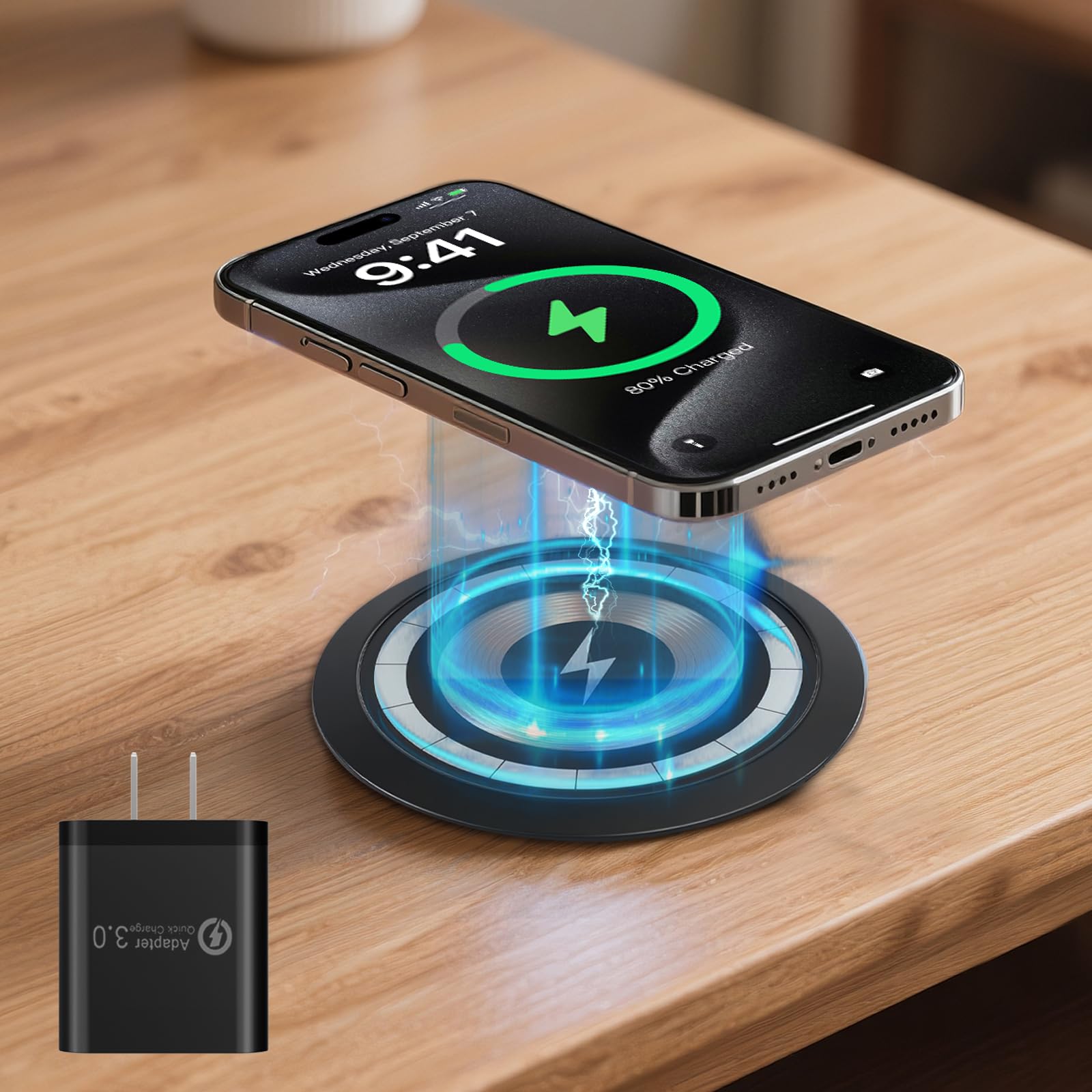 Chargeur induction iPhone 16 et Samsung S25 station rapide 15W - 8