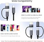 Basesailor for iPhone 17 16 Pro Max Car Charger Cable 4FT,4 in 1 USB C 60W Multi Type C Fast Charging Coil Cord with USB and Lightning Adapter for CarPlay,Apple 15 14 11 13 Plus,Samsung S25,iPad Air