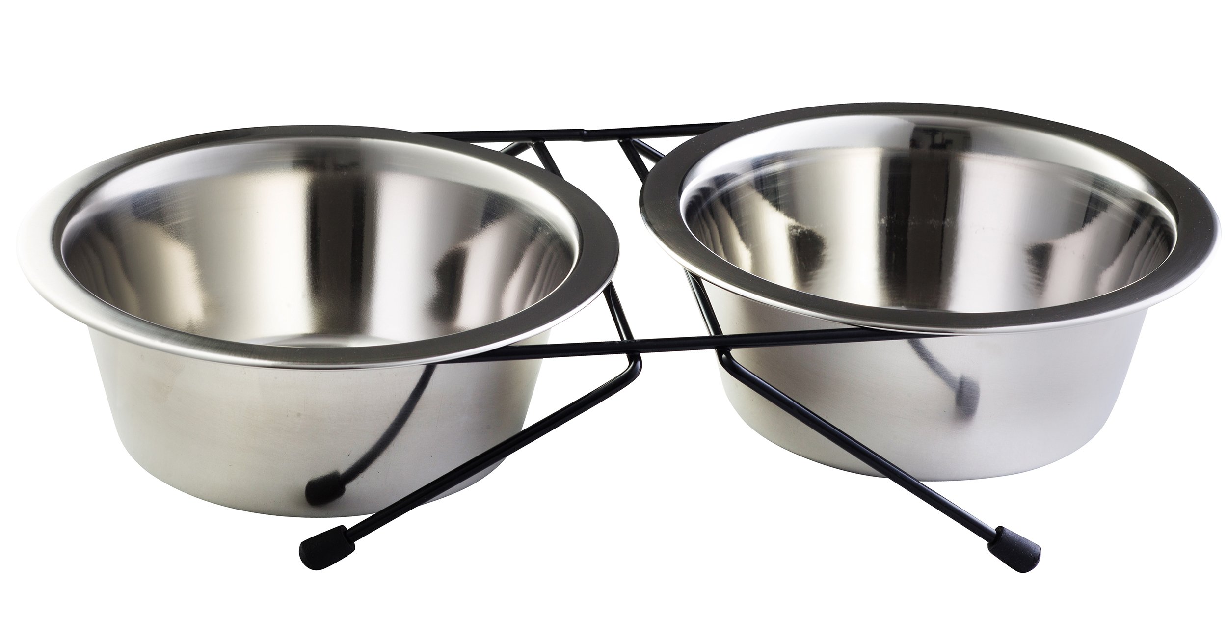 PapwPawz Stainless Steel Pet Feeding Bowl Set With Stand (Large 26oz)