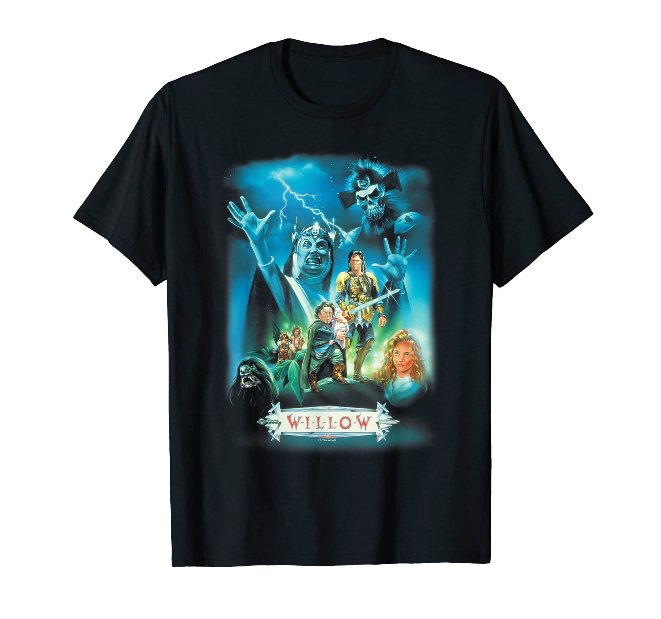 DisneyLucasfilm Willow Illustrated Blue Movie Poster T-ShirtOEKO-TEX STANDARD 100