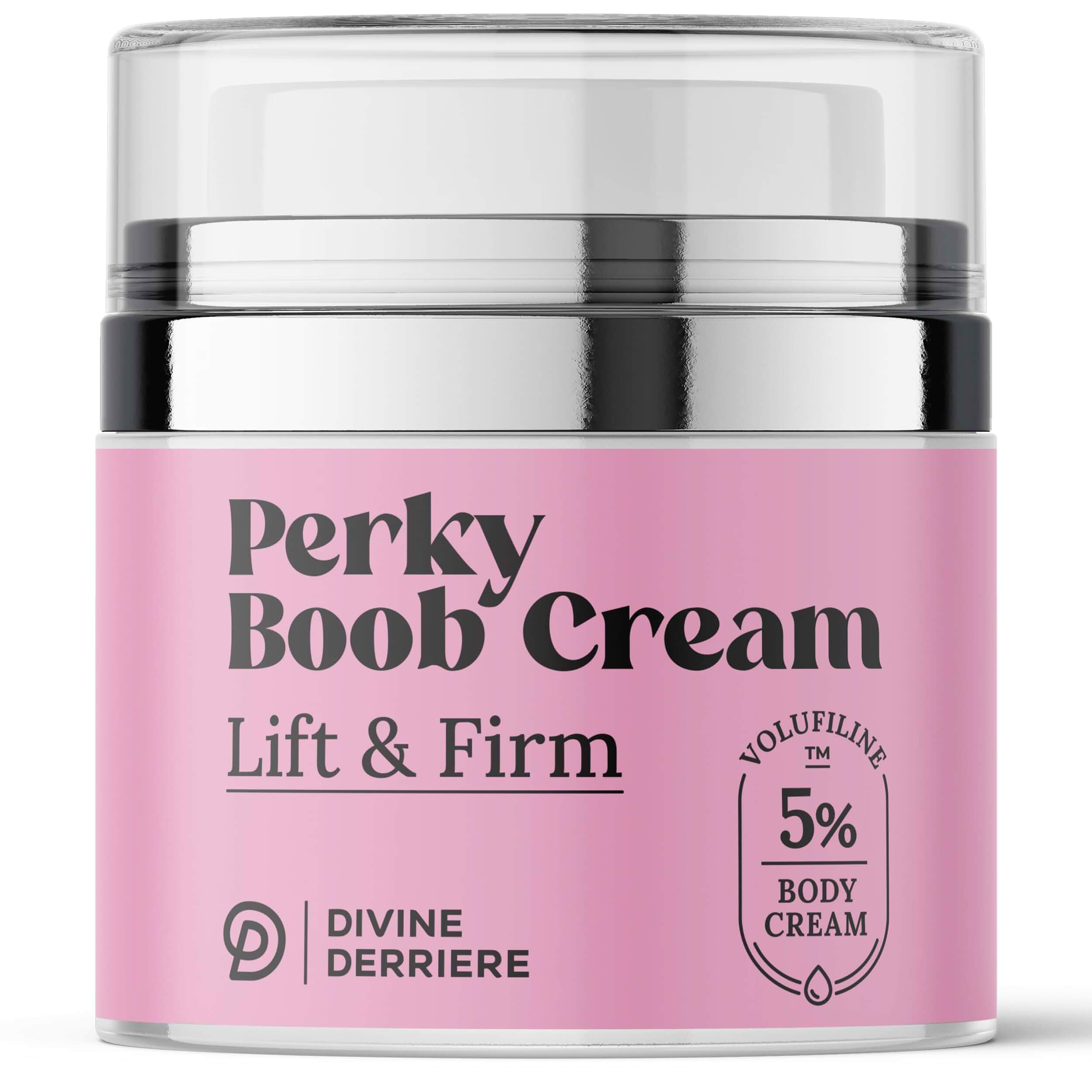Divine DerrierePerky Body Cream - Lift & Firm Skin Tightening Cream for Body - Moisturizing Chest Firming Cream with Volufiline Helps Tighten Saggy Crepey Skin for a Perkier Look & Toned Décolleté 1.7 Fl Oz (Pack of 1)