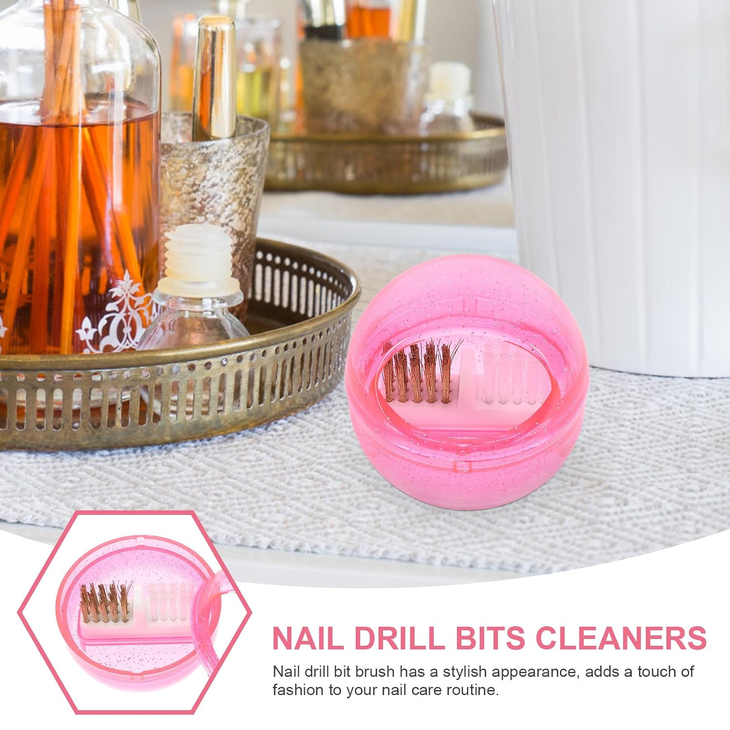 Nail Drill Bit Cleaning Brush 2pcs with Detachable Design and Plastic Box Covering Easy to Operate and Maintain for Professional Nail Art Artists