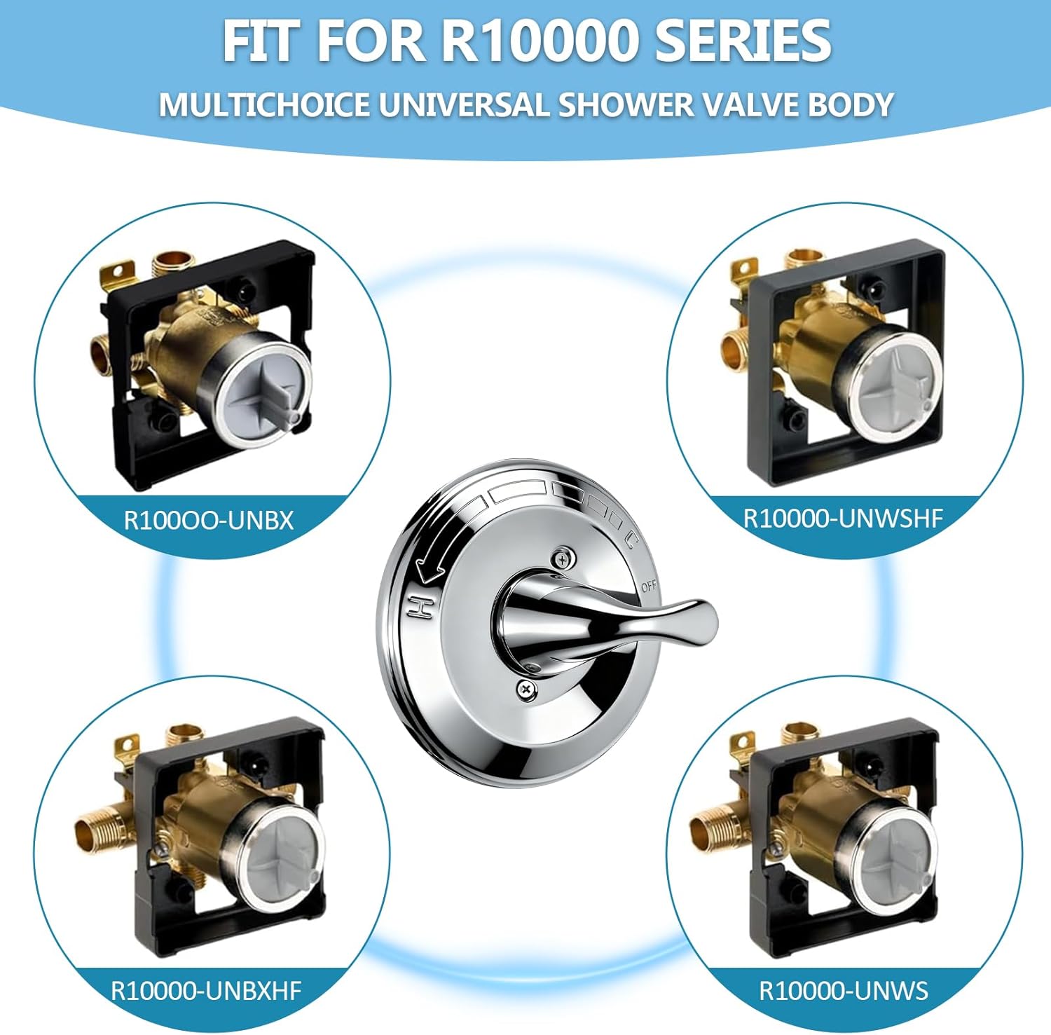 Shower Handle Replacement for Delta 13/14 Series, Single Function Shower Valve Trim Kit with Cartridge Fit for Delta R10000 Rough-in Valve, T13020 Shower Handle, Polished Chrome