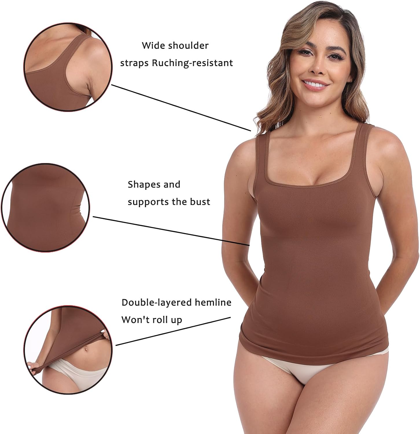 Women Shapewear Tank Tops Tummy Control Compression Tops seamless Body Shaper Camisole - Image 4