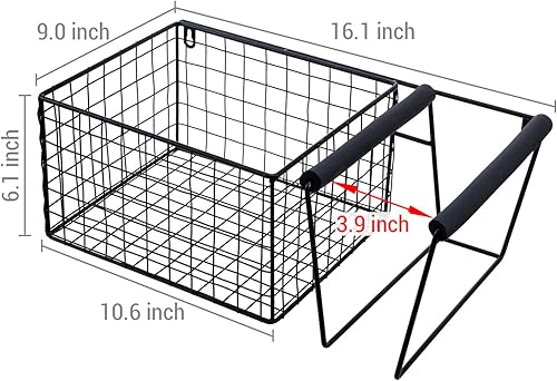 Miniatura 5 de MyGift 16 Inch Wall Mounted Metal Pickleball Paddle Rack and Storage, Hanging Equipment Organizer with Racket Holder and Basket for Balls
