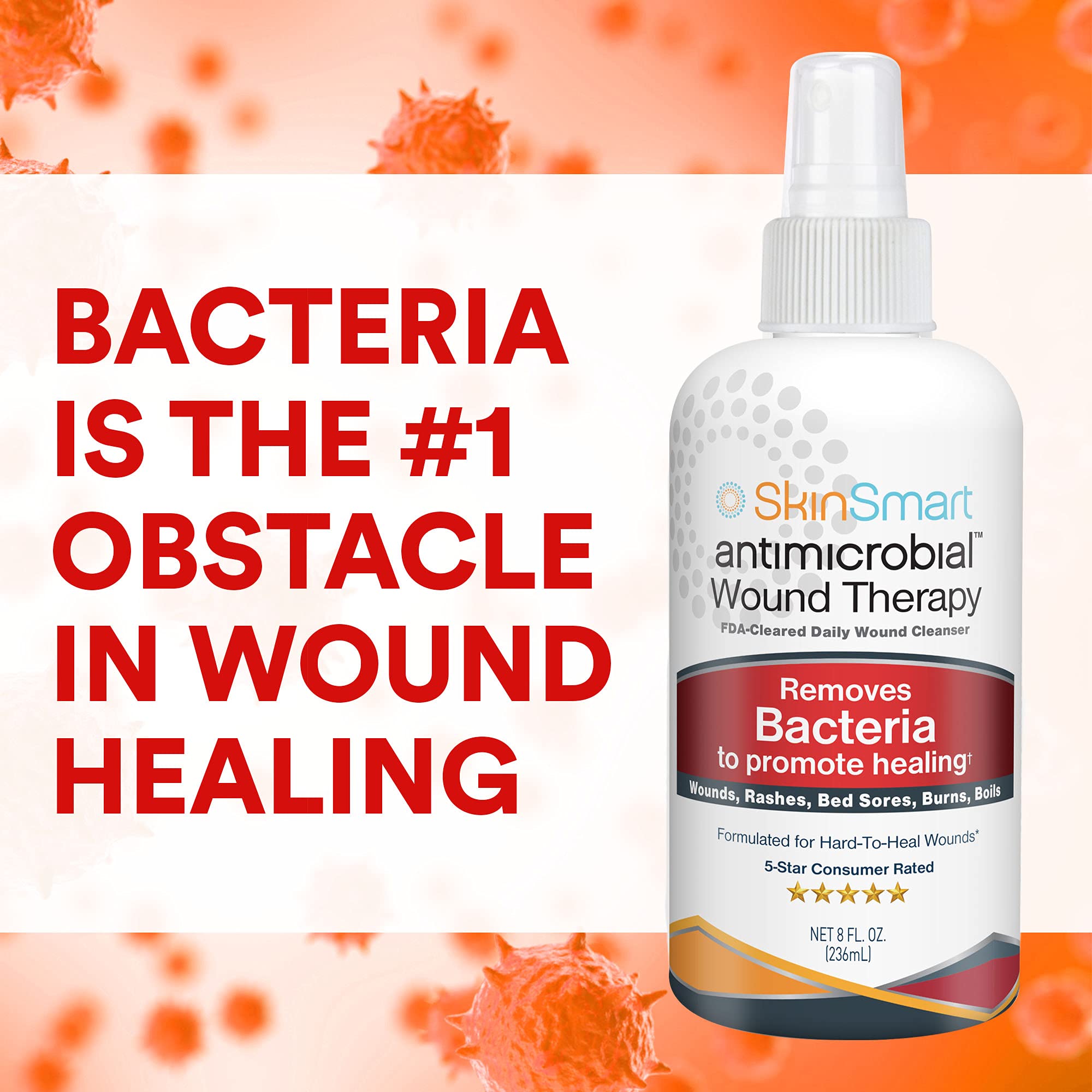 SkinSmart Antimicrobial Wound Therapy, Hypochlorous Acid Safely Removes