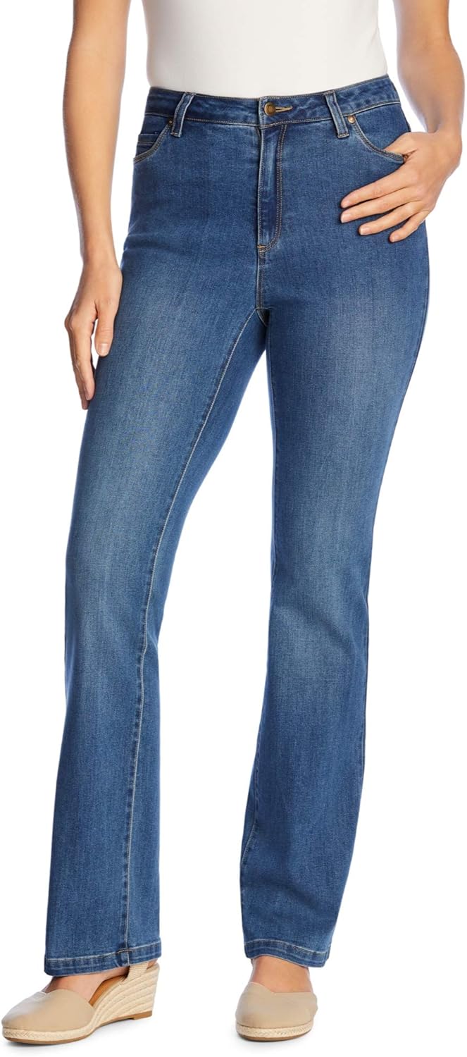 Woman Within Plus Size Bootcut Stretch Comfort Denim Five-Pocket Jeans