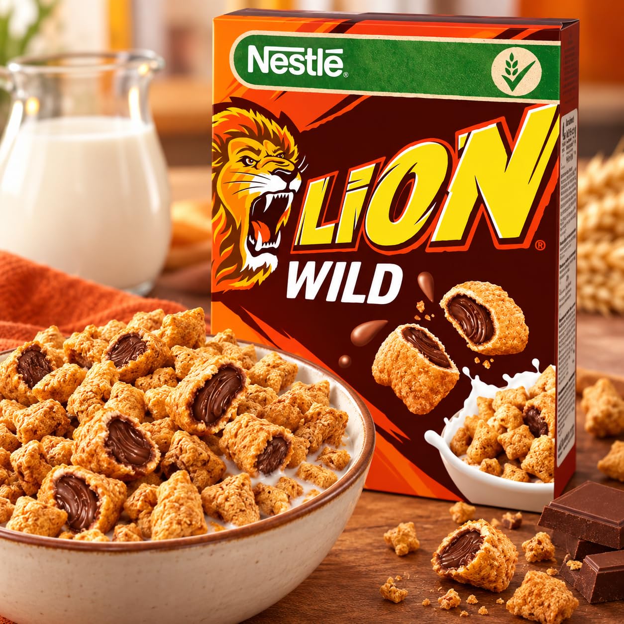 Cereali da colazione ripieni Nestlé LION Wild Crush al gusto di caramello e cioccolato 12 x 360 g (4,32 kg)
