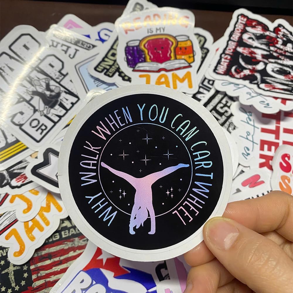 3Pcs Why Walk When You Can Cartwheel Gymnast Gymnastic Waterproof Stickers, 3 Inches image 3