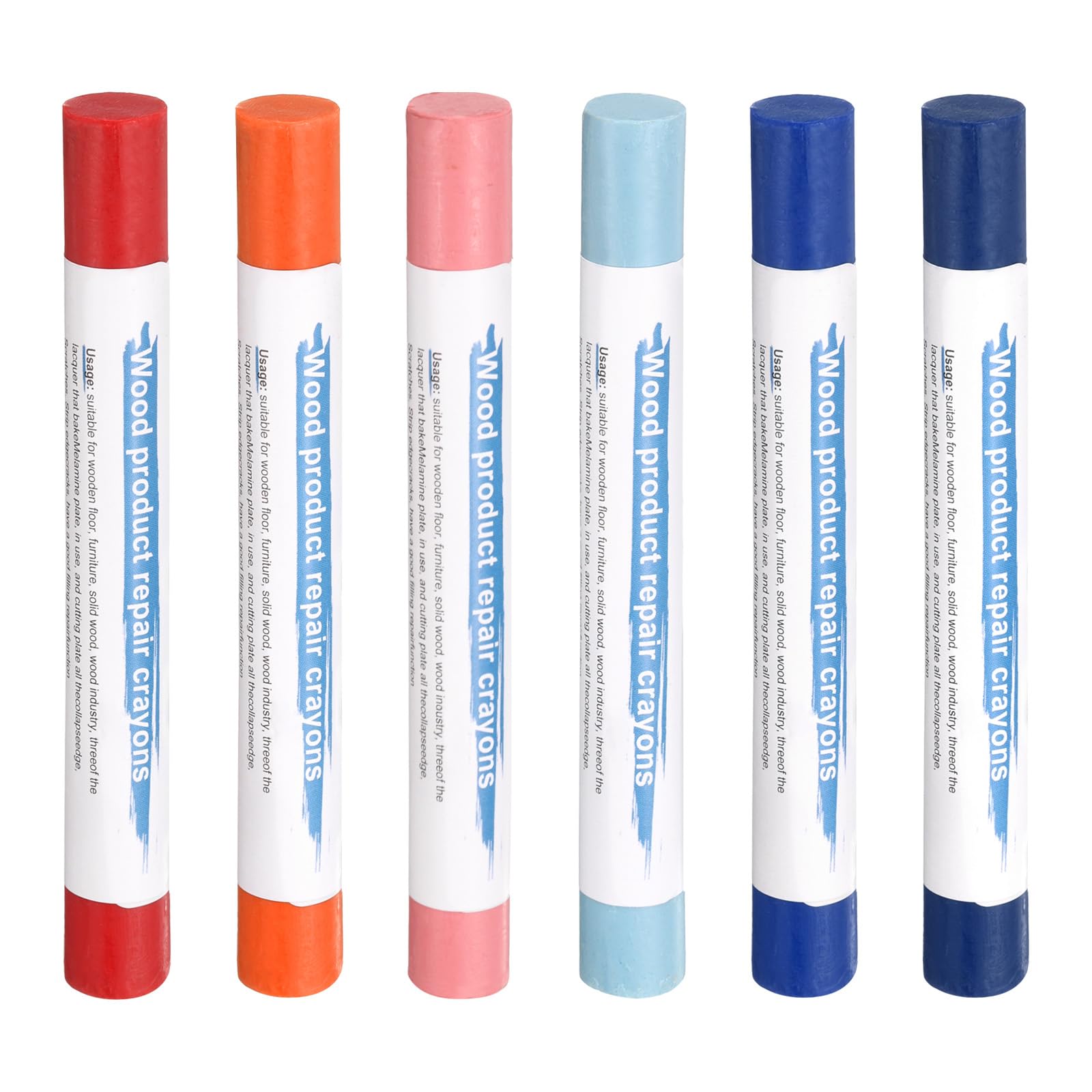 QUARKZMAN Bastoncini Riempitivi per Legno 6 Colori Cera per Legno per Riparazione Mobili Crayon per Jewel Blue, Navy Blue, Blue, Orange, Dark Red, Pink