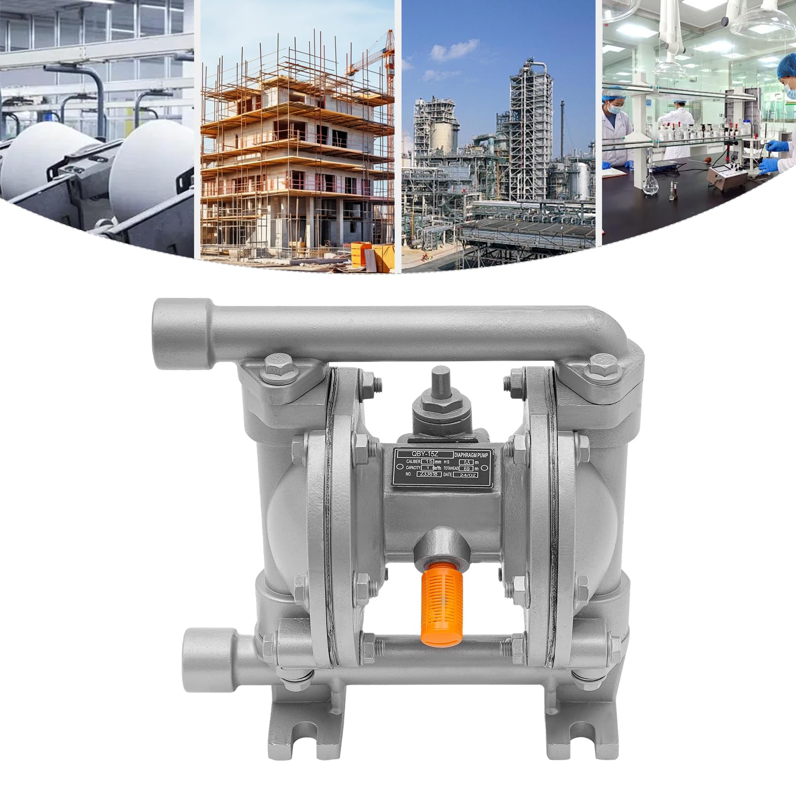 Integrierte pneumatische Doppelmembranpumpe, Druckluft-Membranpumpe mit Förderleistung von 0–1 m³/h (0–35,31 ft³/h) für industrielle Flüssigkeitsförderung