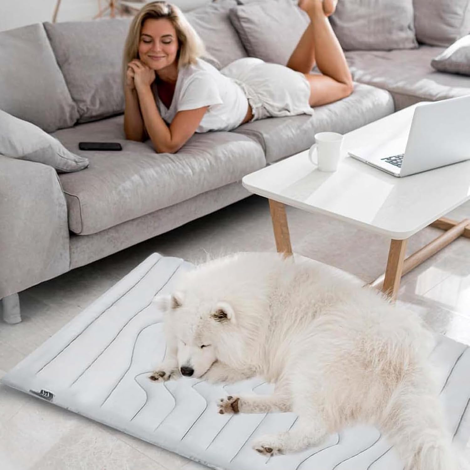 Dr Pfoten Pfotenchill Innovative Kühlmatte Für Haustiere,sicher Und Bequem, Speziell Für Ihren Geliebten Hund Entwickelt (L-122 * 71cm,Grau)
