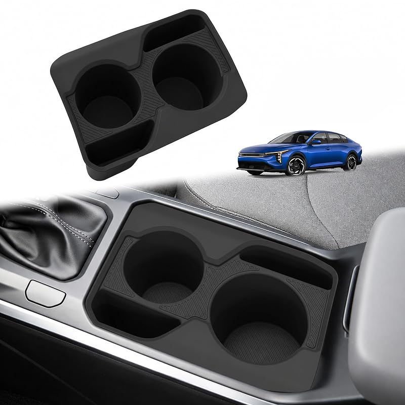 Porta-Copos para Console Central Kia K4 2025 e 2026 SENSHINE em Silicone com 2 Compartimentos, Preto