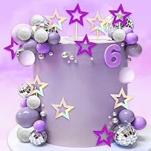 Purple Disco Balls Cake Topper Pop Music Hunters Party Cake Decorations