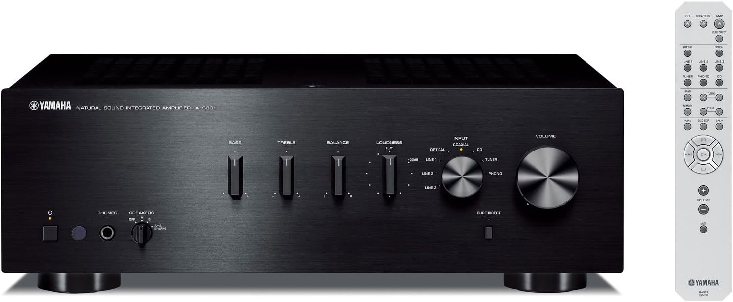 Yamaha A-S301BL Natural Sound Integrated Stereo Amplifier - Black (Renewed)