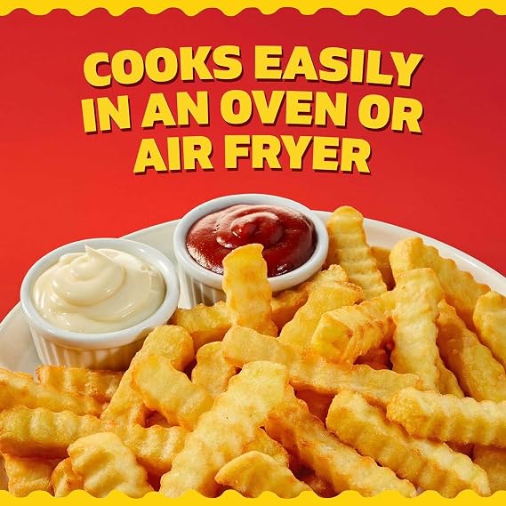 Crispy Crinkles French Fries, Frozen Crinkle Cut Potatoes, Golden and Crispy Frozen French Fries for Baking, Air Frying and Deep Frying, Family Size Potato Side Dish, Restaurant Style Fries, TOTAL NET WT [ 128 OZ , 8 LB ]