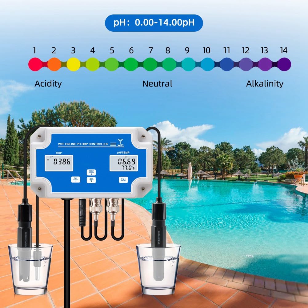 Smart WIFI Misuratore Online PH ORP Temp Acquario Tester di Qualità 'Acqua Kit Controller Monitor per Piscina Spa Spina Europea