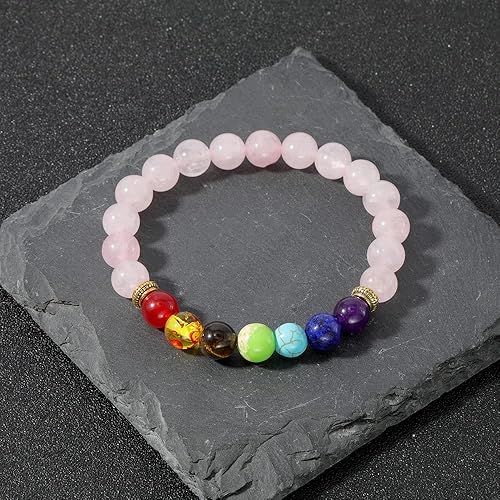 Miniatura 4 de 2 pulseras elásticas de 7 chakras, piedras naturales para yoga, curación, cristales de meditación, relajación, ansiedad, brazalete