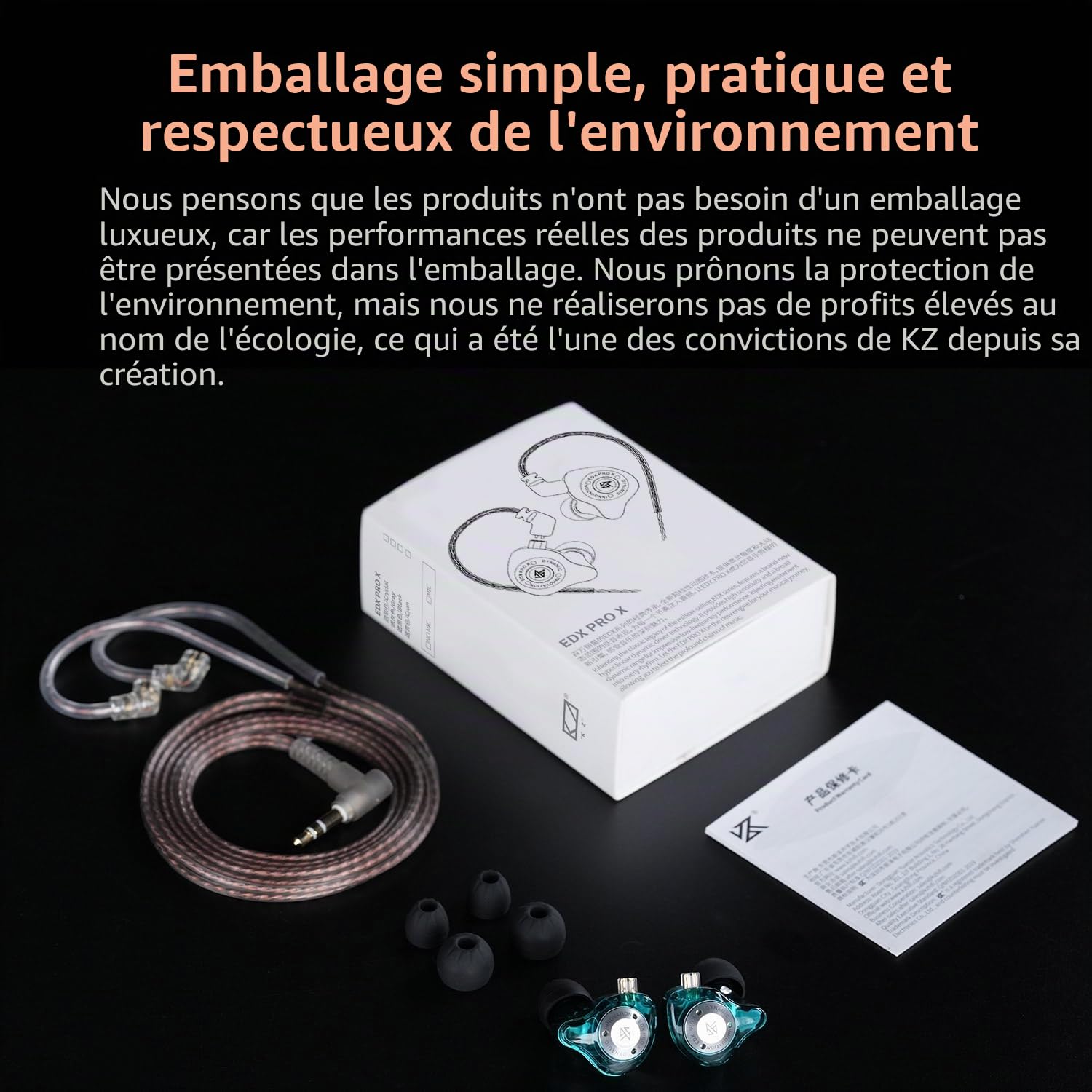 KZ EDX Pro X Écouteurs intra-auriculaires HiFi IEM, moniteur de basses profondes avec câble amovible, pour chanteurs DJ audiophiles