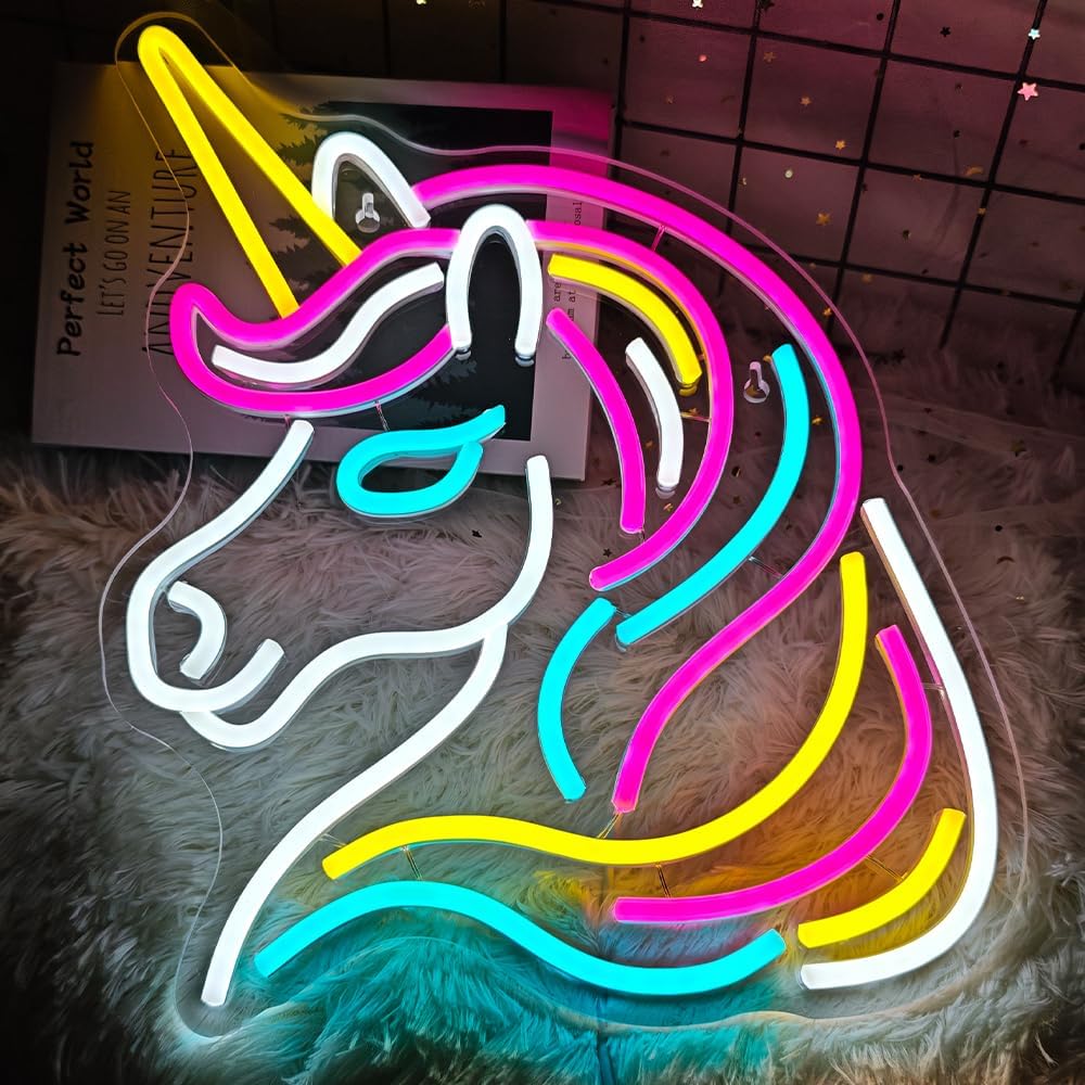 Unicorn Neon Sign for Girls Room Decor,Unicorn Neon Lights for Wall Decor,Unicorn Neon Led Sign for Bedroom Best Gift for Girls Birthday,Christmas(D040)