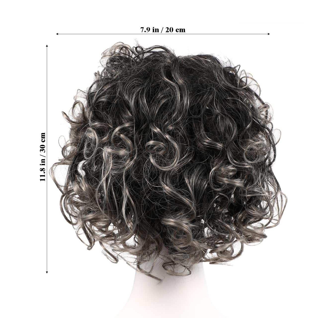 minkissy Short Curly Afro Wig Black to Silver Gray Synthetic Hairpiece for Women Daily Wear Halloween Cosplay - Image 2