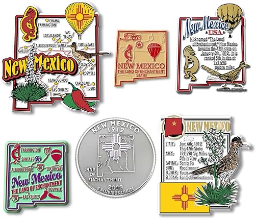 Classic Magnets - Juego de imanes de estado de New Mexico de seis piezas, incluye 6 diseños únicos, recuerdos coleccionables y regalos fabricados en