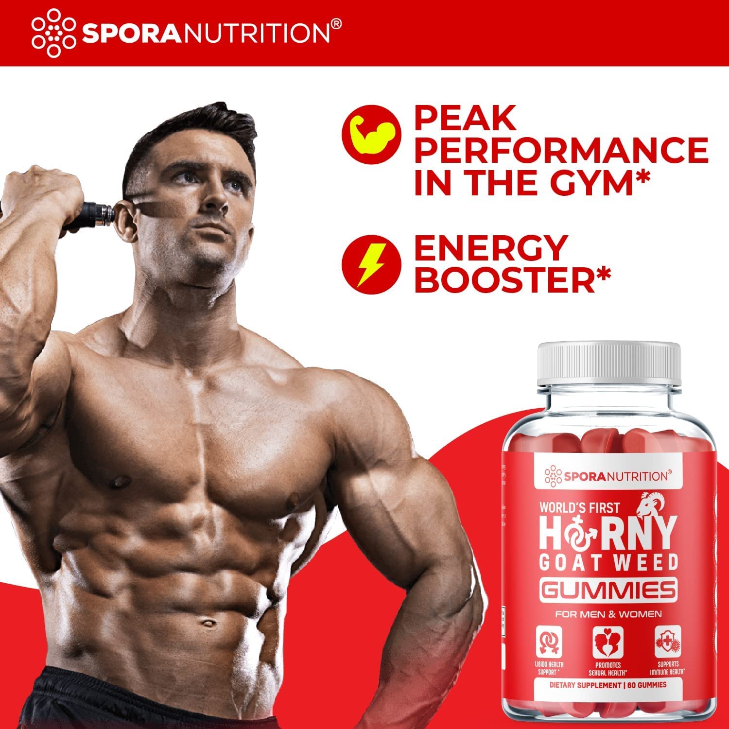 Spora Nutrition Horny Goat Weed Gummies for Men and Women Maca Root