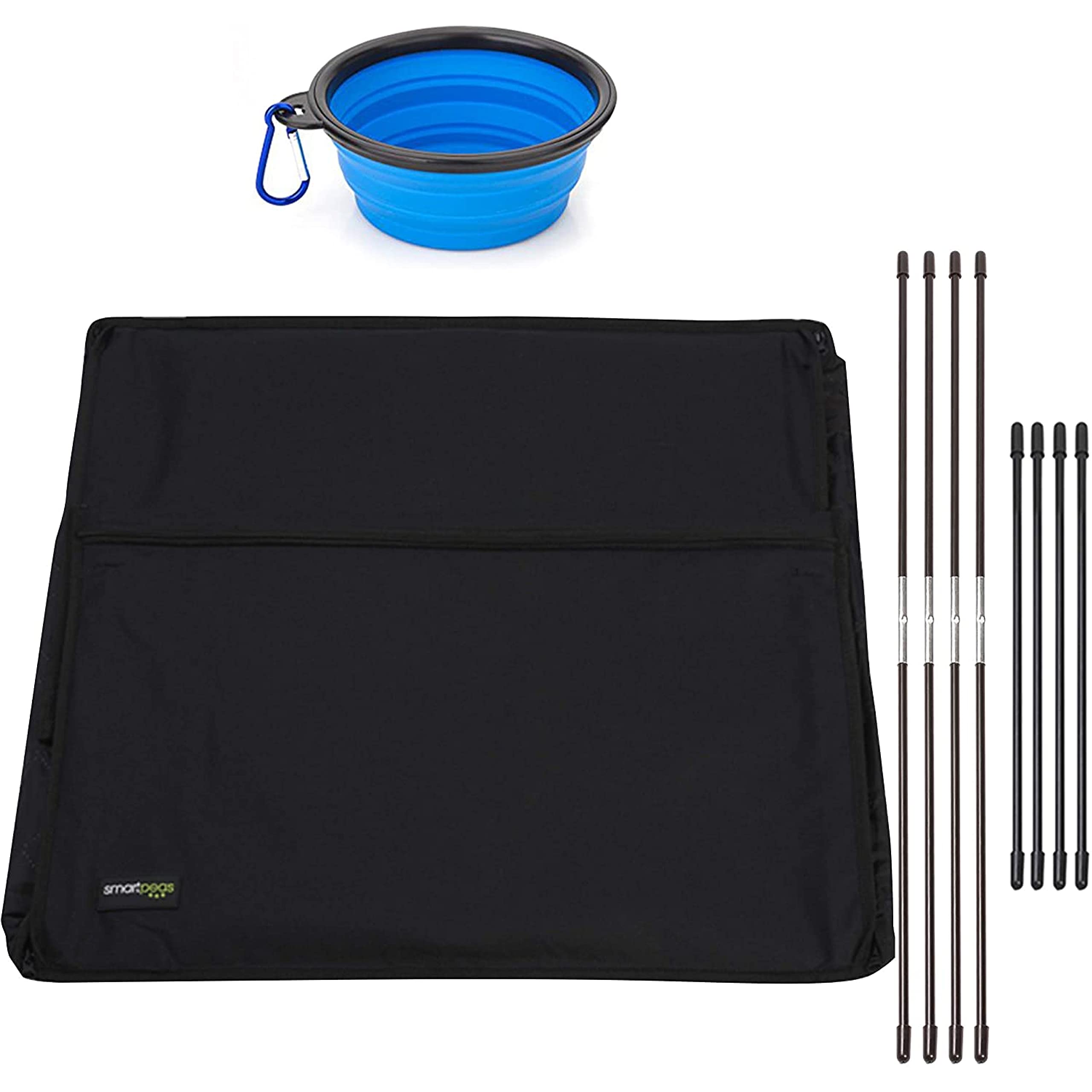 Asiento para Perros para Asiento Trasero - 60X53X35Cm - Robustas Varillas De Fibra De Vidrio - Ajuste Universal para Todos Los Coches - con Cuenco Bol Plegable