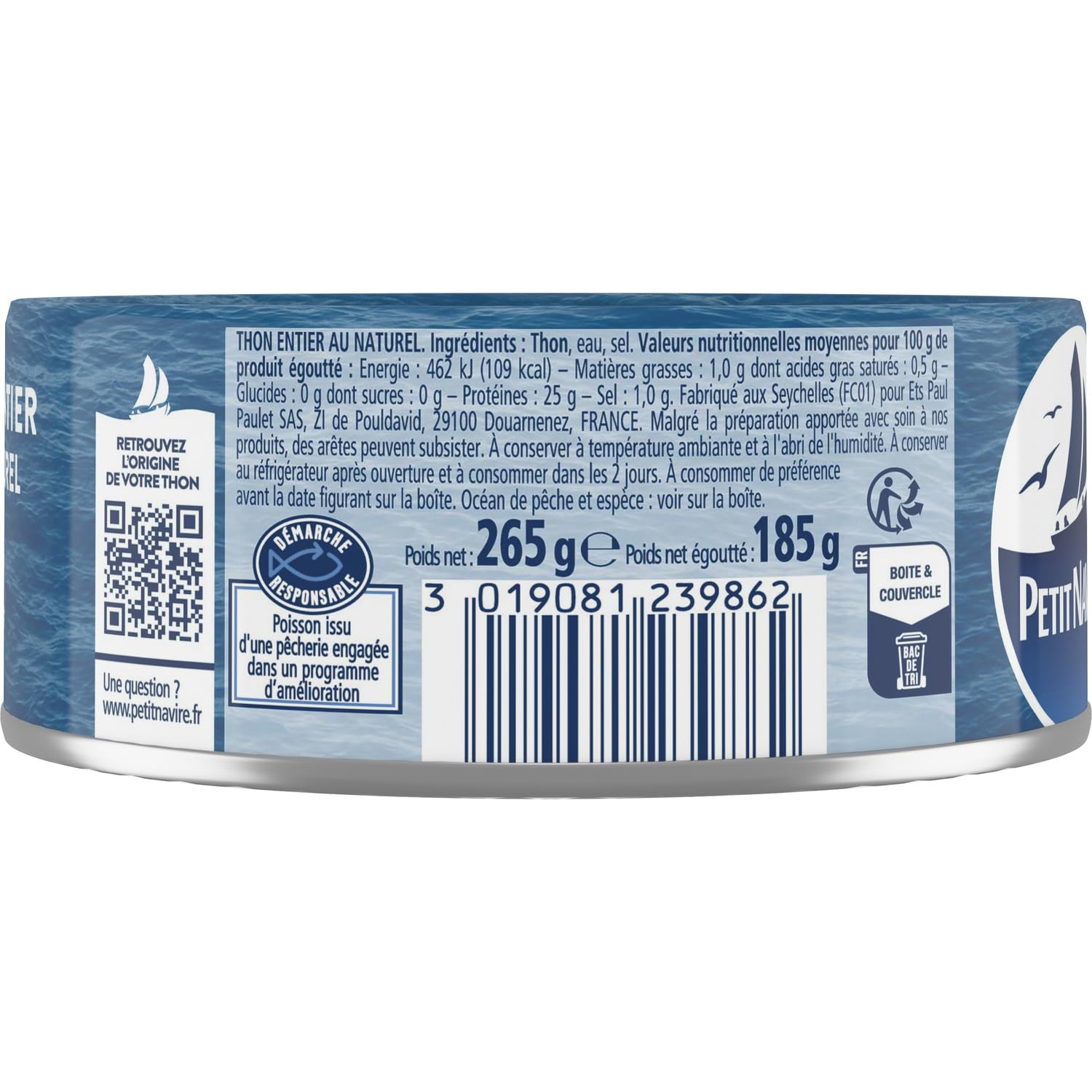 Un thon entier malin pour des repas rapides — PETIT NAVIRE Thon Albacore au Naturel, 185g - Lot de 3