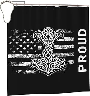 ITPHOYS Thor's Hammer Viking Norse Shower Curtain 72x72in Shower Curtains Bathroom Decor