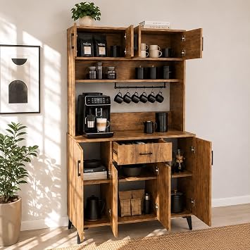 bangu Kahve Köşesi Dolabı (Derinlik 47 cm) Çok Amaçlı Mutfak Dolabı Çekmeceli Raflı Coffee Bar Ünitesi BKDM0035 (ATLANTİK ÇAM, 140 CM)