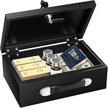 18L Portable Safe Safe Fireproof Waterproof with Key, Small Safe for Home with Handle, Fireproof Document Box, Fireproof Safe for Cash, Medication, Jewellery, A4 Documents