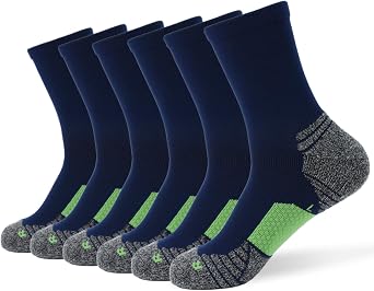 WANDER Mens Athletic Socks 6 Pairs Cushioned Quarter Ankle High