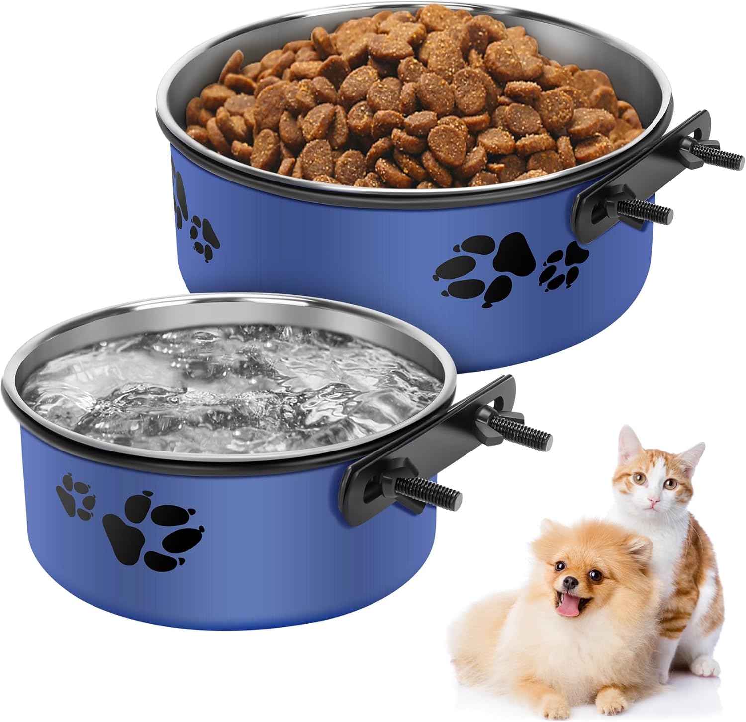 Pet Supplies Kennel Water Bowl, 2PCS Dog Grate Water Bowl with Clamp