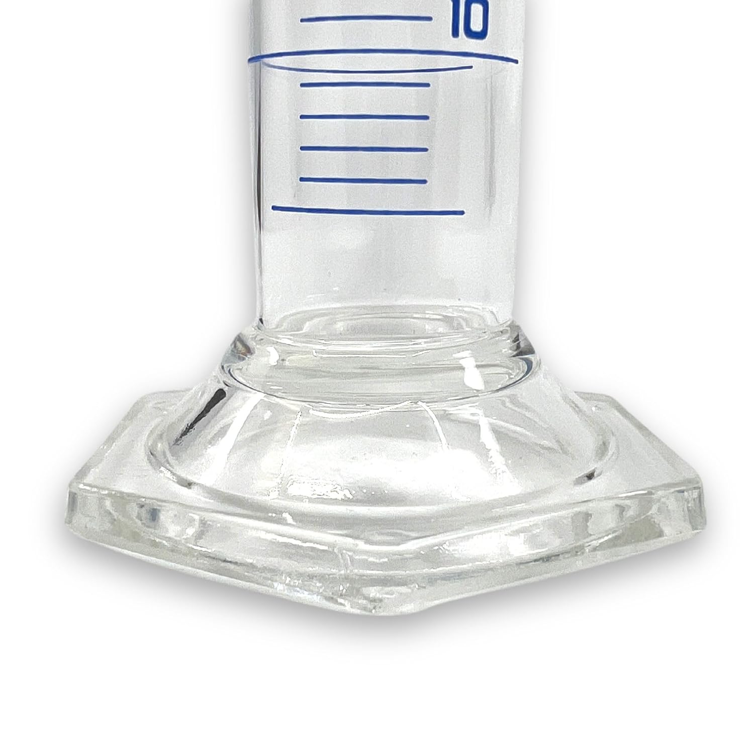 Eisco Labs - 50mL Measuring Cylinder - Tolerance ±0.50mL - Class A Graduated Cylinder - Calibrated TC - Hexagonal Base - Blue Graduations - Batch Work Certificate QR Code - Boro 3.3 Glass