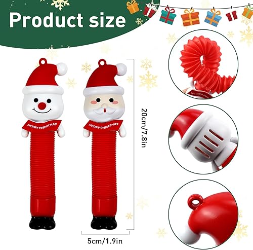 Miniatura 2 de 4 tubos de Navidad Pop Tubes Fidget Toys, tubos sensoriales para niños pequeños, juguetes para decoración de árbol de Navidad, juguetes sensoriales