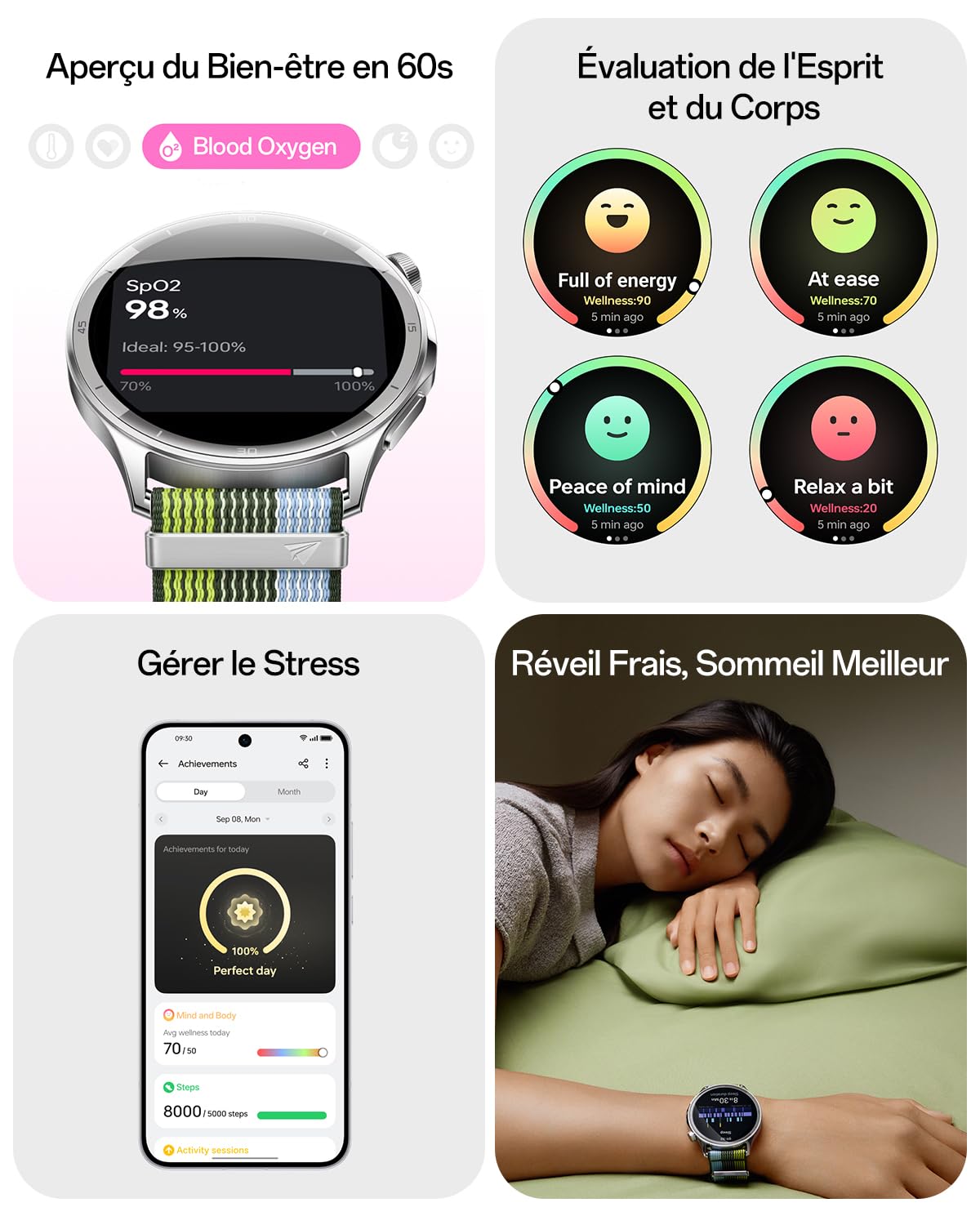 OPPO Watch S Montre Connectée, Écran AMOLED 1,46" 3000 Nits, Design Ultra-Mince en Acier Inoxydable, Batterie 10 Jours, Suivi Sommeil SpO2 Cardiaque, 100+ Modes Sport, Appels Bluetooth, 5ATM, Sliver