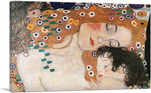 ARTCANVAS Gustav Klimt - Lienzo decorativo de 1905 con diseño de The Three Ages of Woman (Las tres edades de la mujer), diseño de Gustav Klimt, 26 x