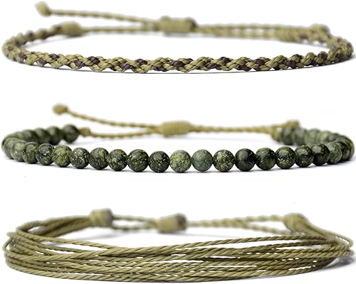 Miniatura 511 de Handmade Natural Stone Beaded Healing Bracelet Gift for Men Adjustable Rope String Bracelet