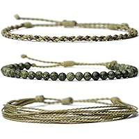 Vista 353 de Handmade Natural Stone Beaded Healing Bracelet Gift for Men Adjustable Rope String Bracelet (picasso jasper, Adjustable)